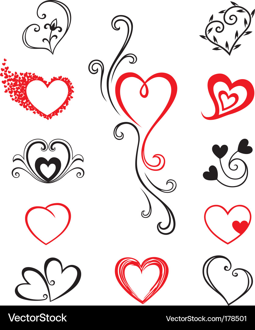 Heart Shaped Tattoo Designs on Heart Shaped Vector Decorative Elements For Design Or Tattoo